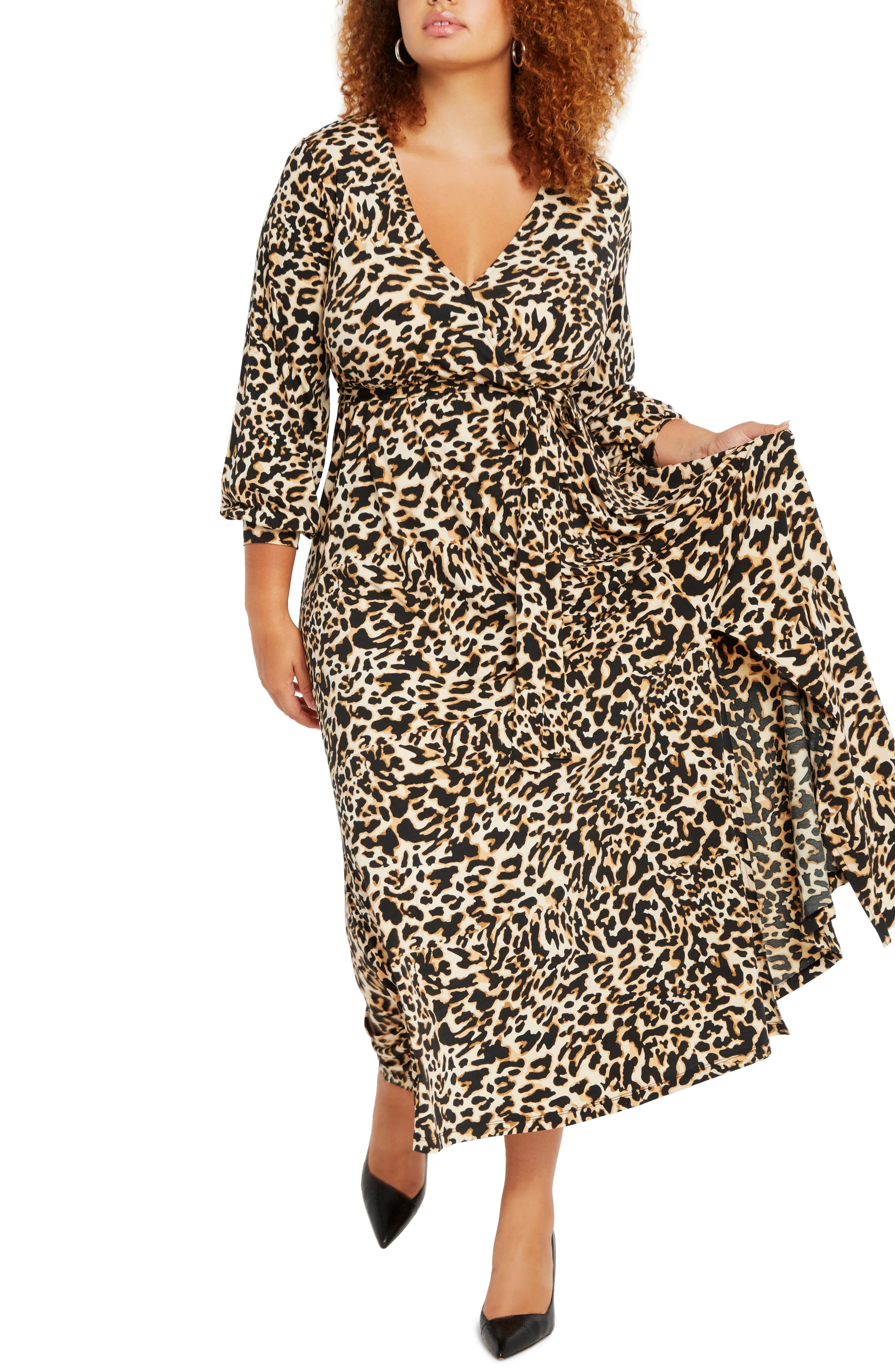 plus size leopard wrap dress