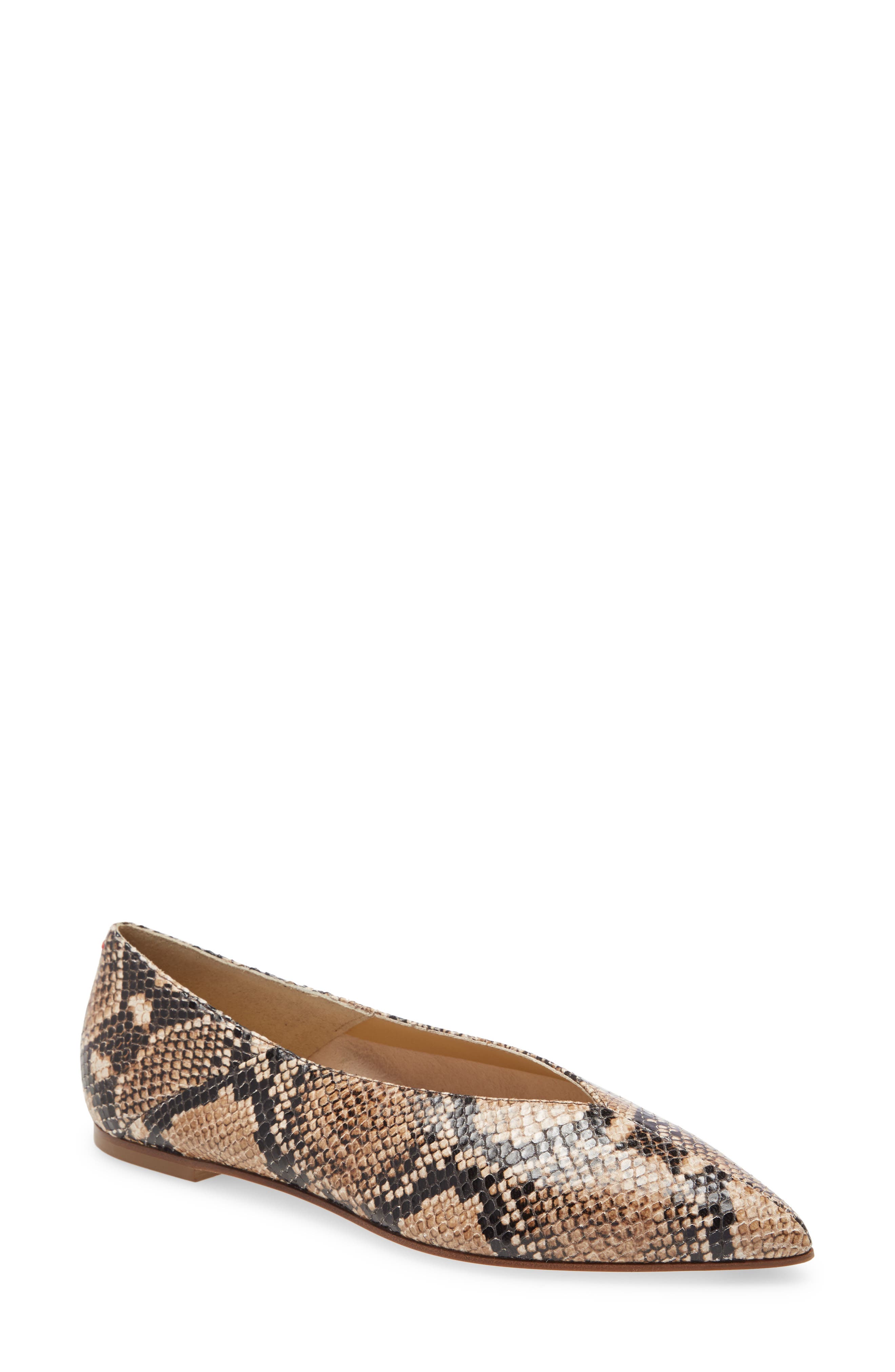 womens snake print flats