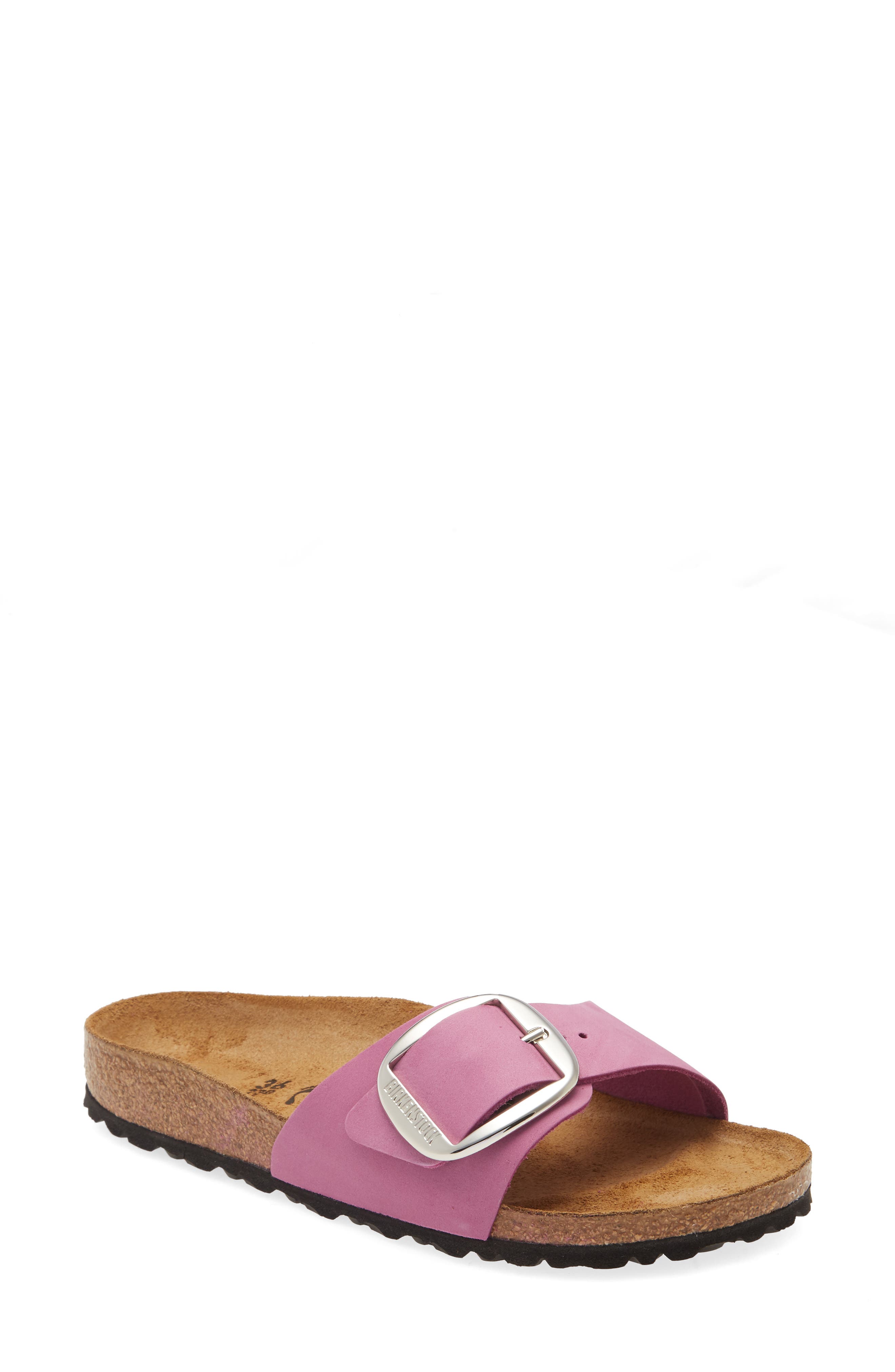 purple nike sandals with gold check