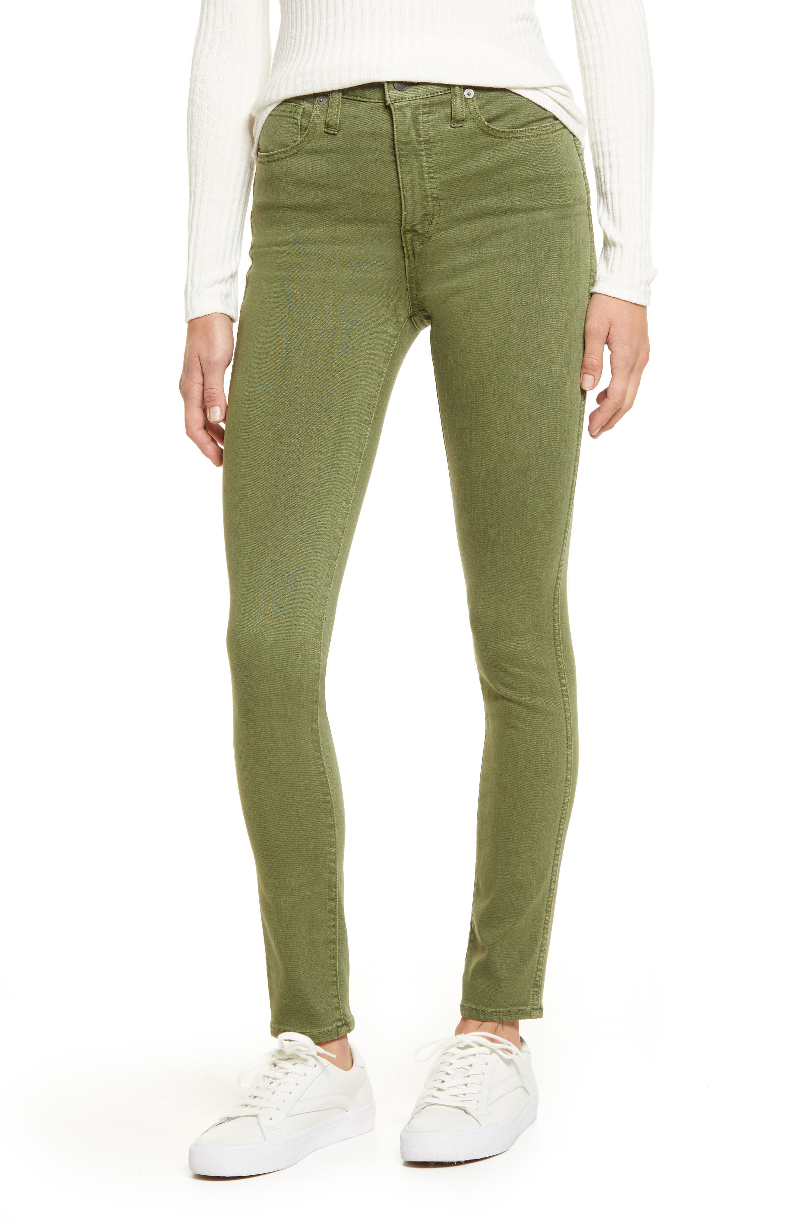 high rise olive green jeans