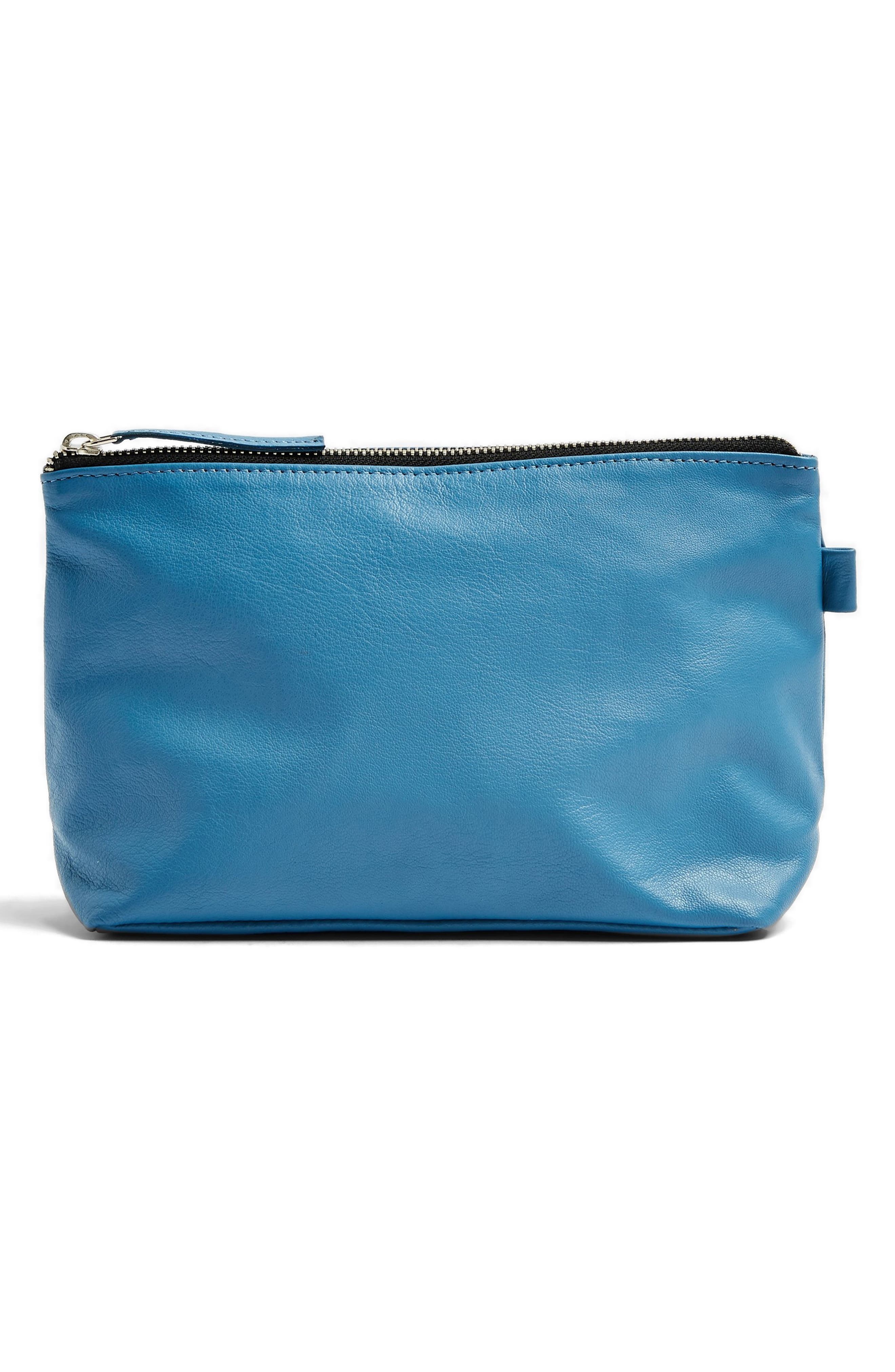Pouch Blue leather pouch Leather make-up pouch Bag pouch Leather Clutch Genuine Leather pouch leather bag Leather Pouch 7.5 x 6 x 1