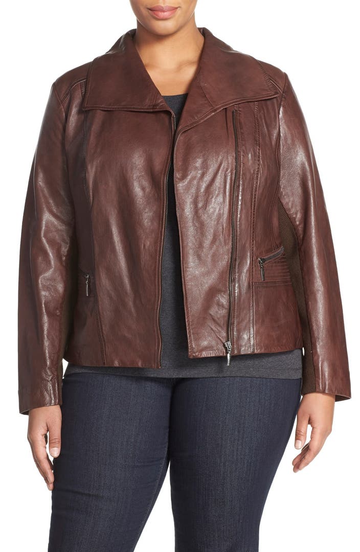 Bernardo 'Timber' Leather Jacket (Plus Size) | Nordstrom