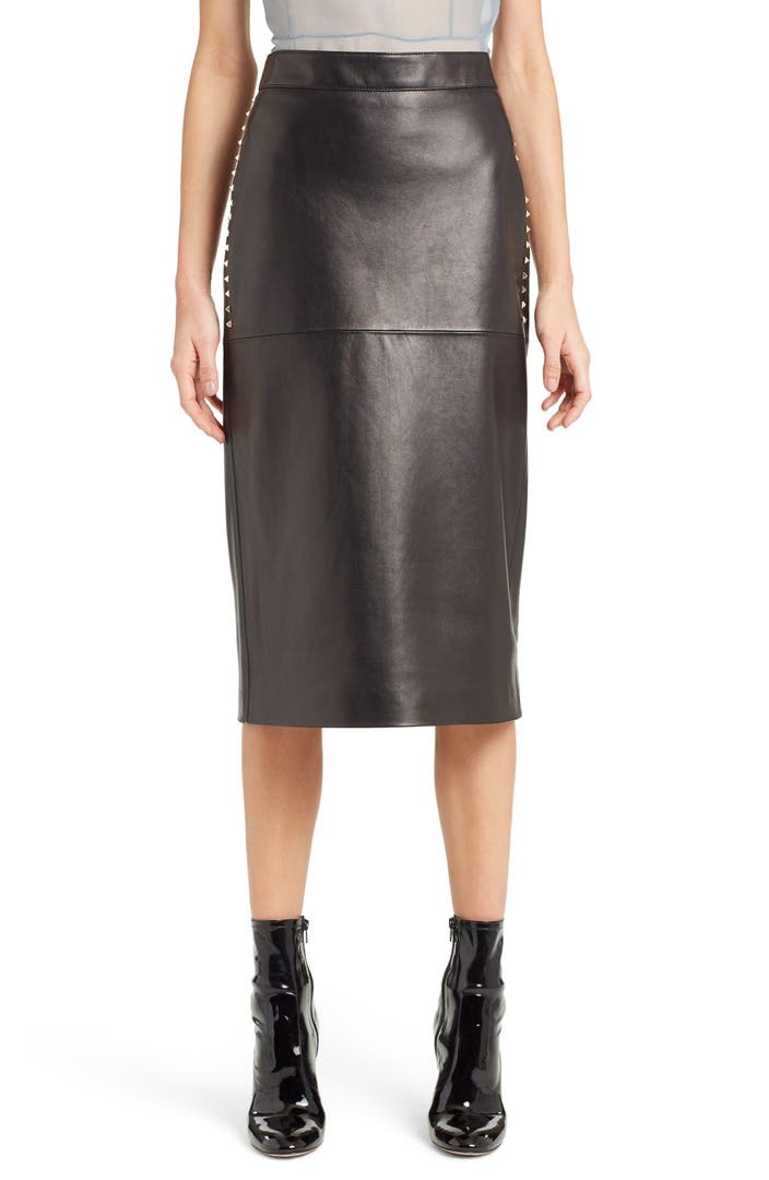Valentino Studded Lambskin Leather Skirt | Nordstrom