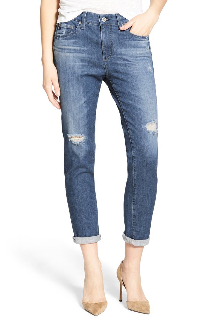 AG 'The Beau' High Rise Slouchy Skinny Jeans (Dunes Destroyed) | Nordstrom
