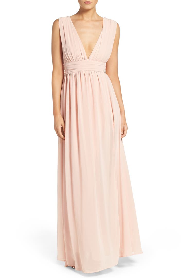 Lulus Plunging V-Neck Chiffon Gown | Nordstrom