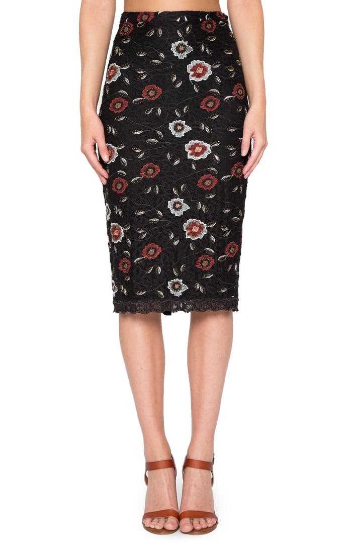 Willow & Clay Embroidered Floral Lace Pencil Skirt | Nordstrom