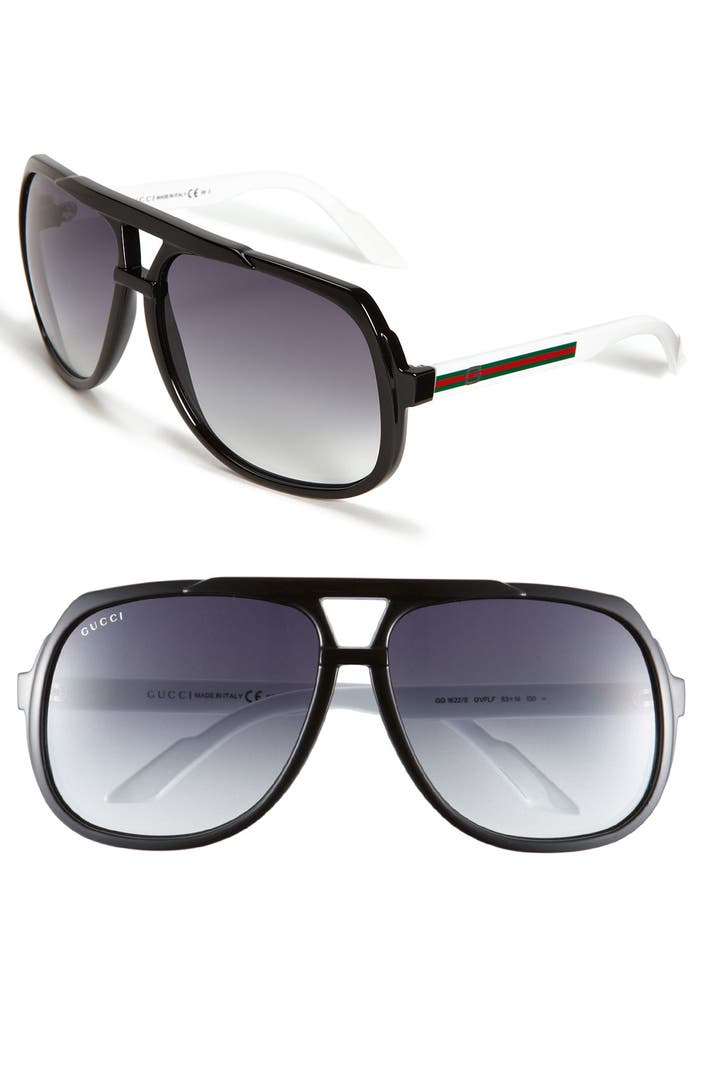 Gucci Logo Temple 63mm Aviator Sunglasses | Nordstrom