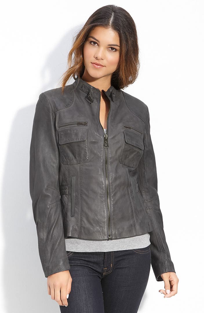 Bod & Christensen Stand Collar Leather Jacket | Nordstrom