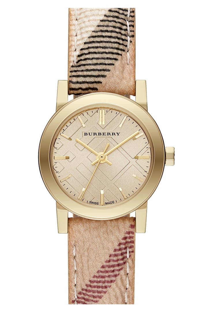 Burberry Small Check Strap Watch, 26mm | Nordstrom