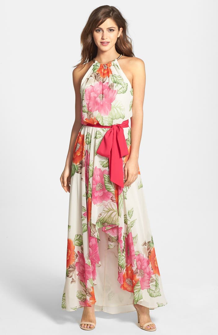 Eliza J Cutaway Floral Print Maxi Dress | Nordstrom
