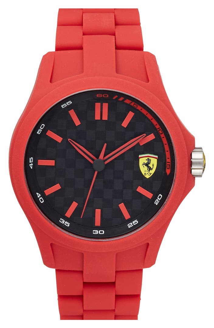 Scuderia Ferrari 'Pit Crew' Silicone Bracelet Watch, 45mm | Nordstrom