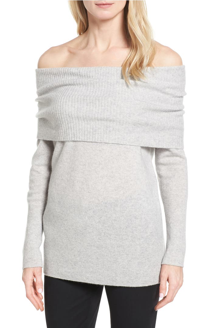 Halogen® Cashmere Off the Shoulder Sweater (Regular & Petite) | Nordstrom