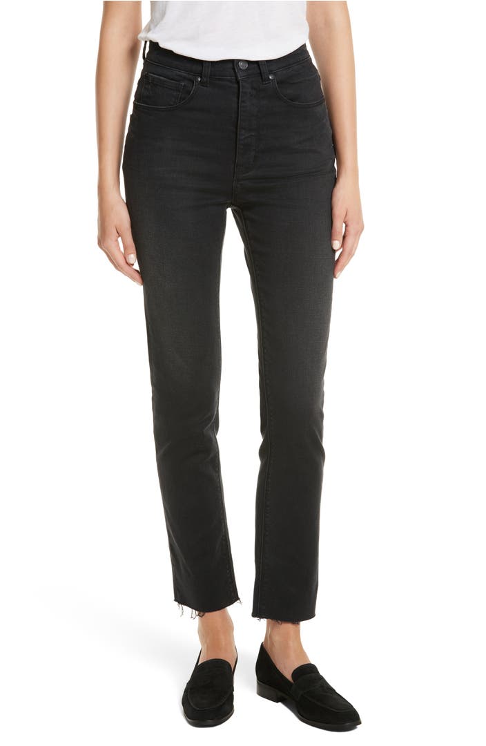 Rebecca Taylor Ines Crop High Waist Skinny Jeans (Charcoal) | Nordstrom