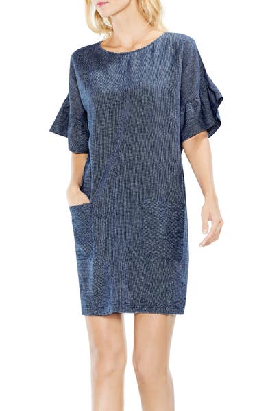 Main Image - Two by Vince Camuto Ruffle Sleeve Drop Shoulder Shift Dress