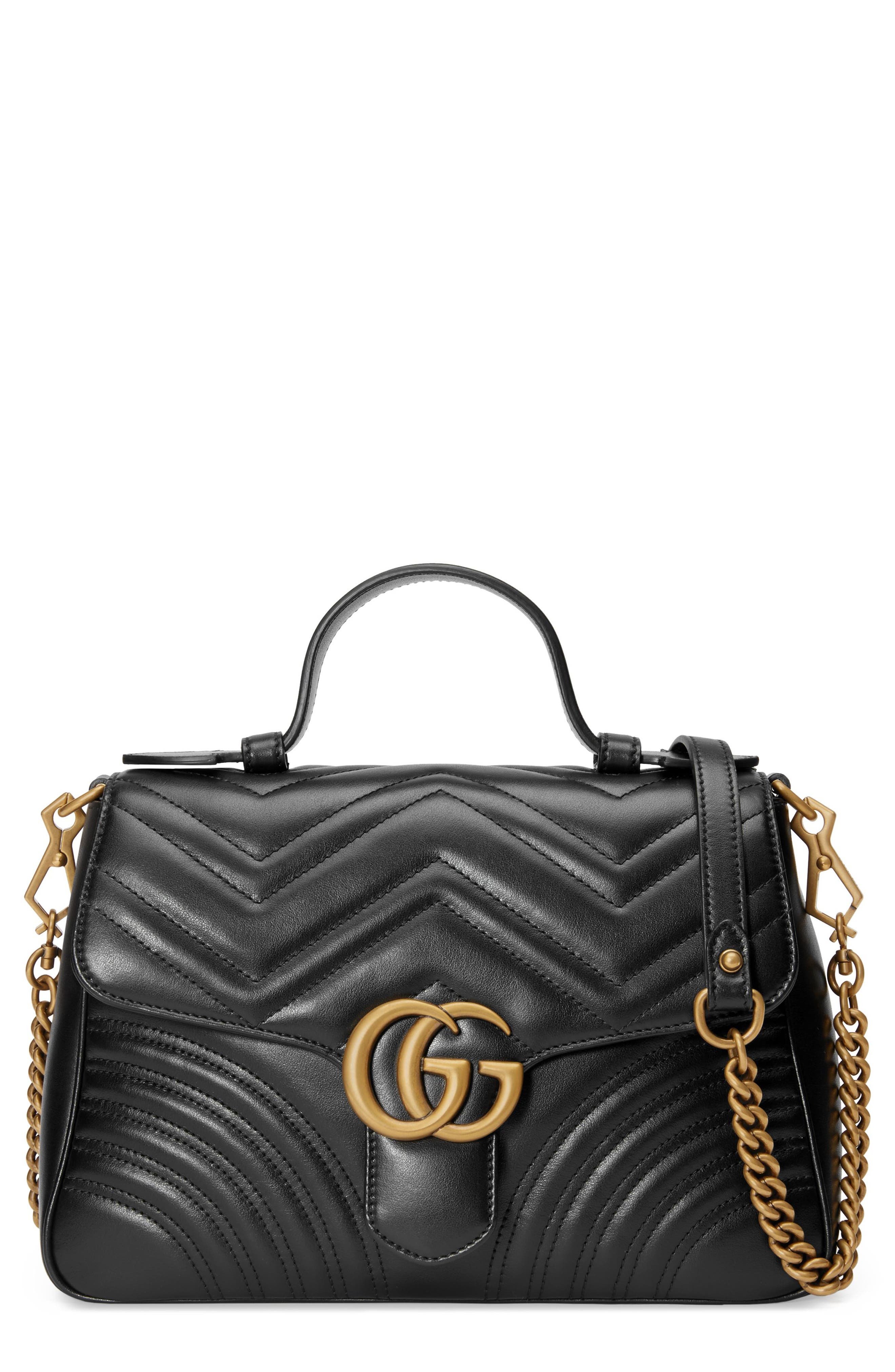 GUCCI Gg Marmont Small Chevron Quilted Leather Top-Handle Camera Bag With Web Strap in Black ...