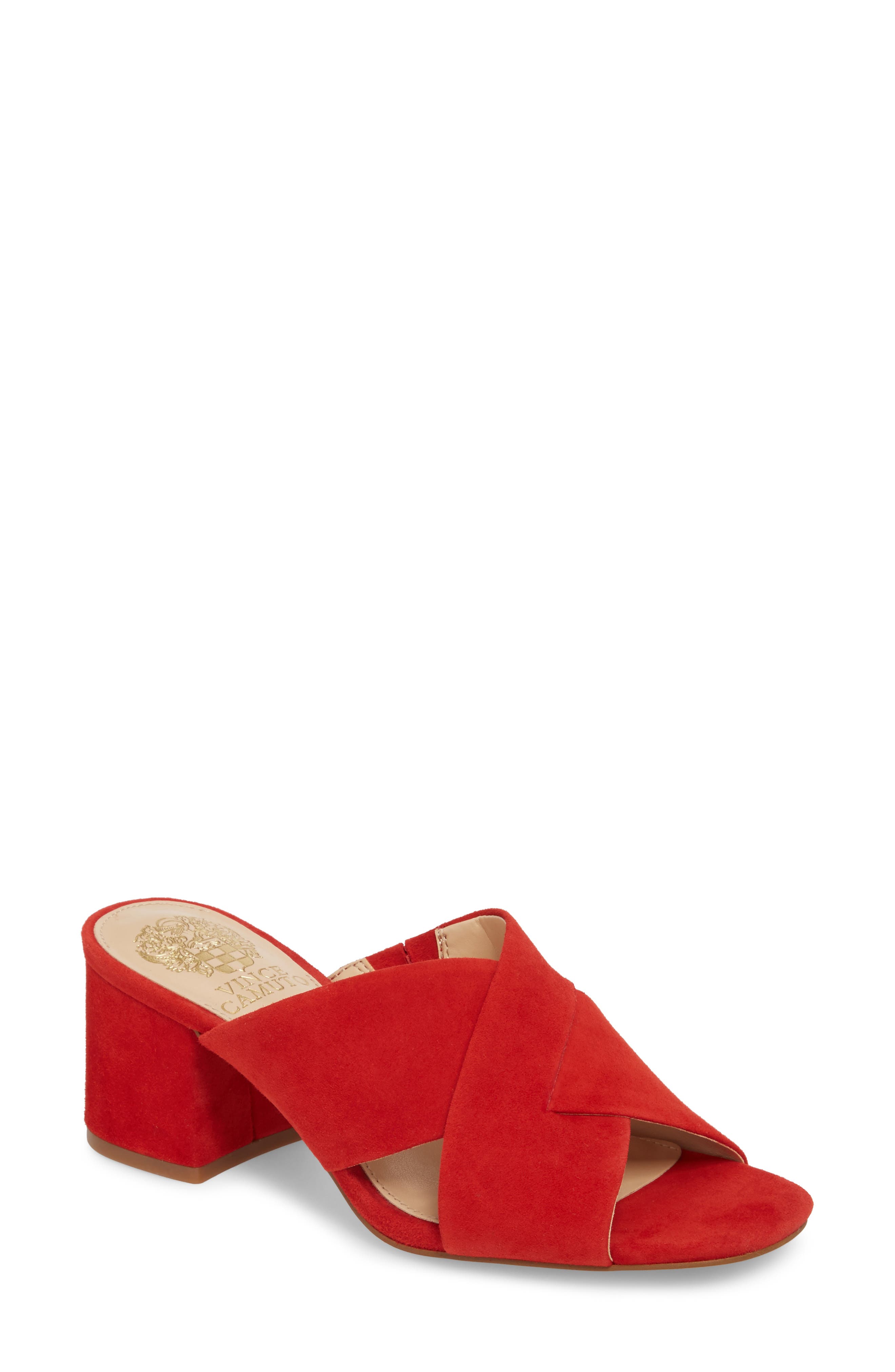 red slide on heels