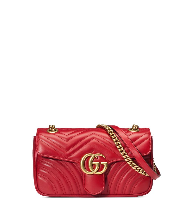 GUCCI SMALL GG MARMONT 2.0 MATELASSE LEATHER SHOULDER BAG - RED | ModeSens