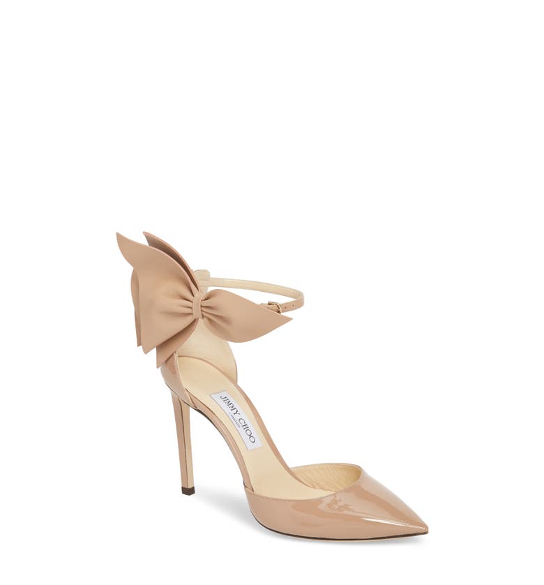 Jimmy Choo Kathrine Patent Pumps With Bow, Pink In Ballet Pink
