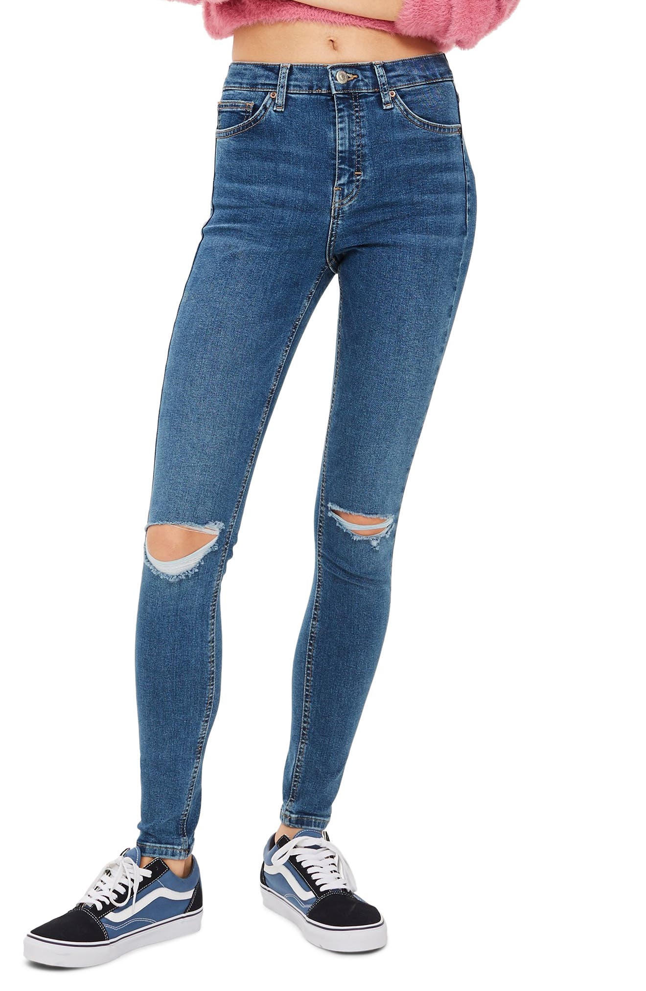 mid blue wing ripped jamie jeans