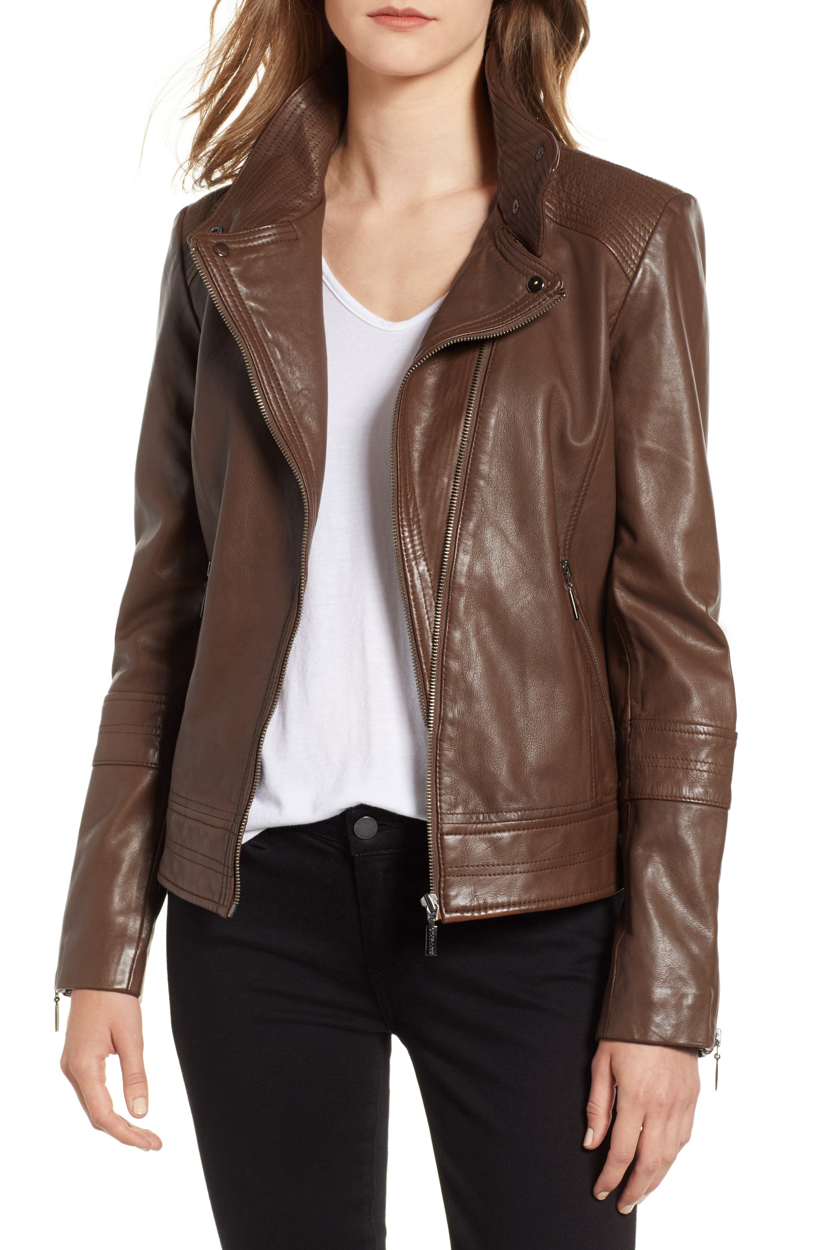 short tan leather jacket
