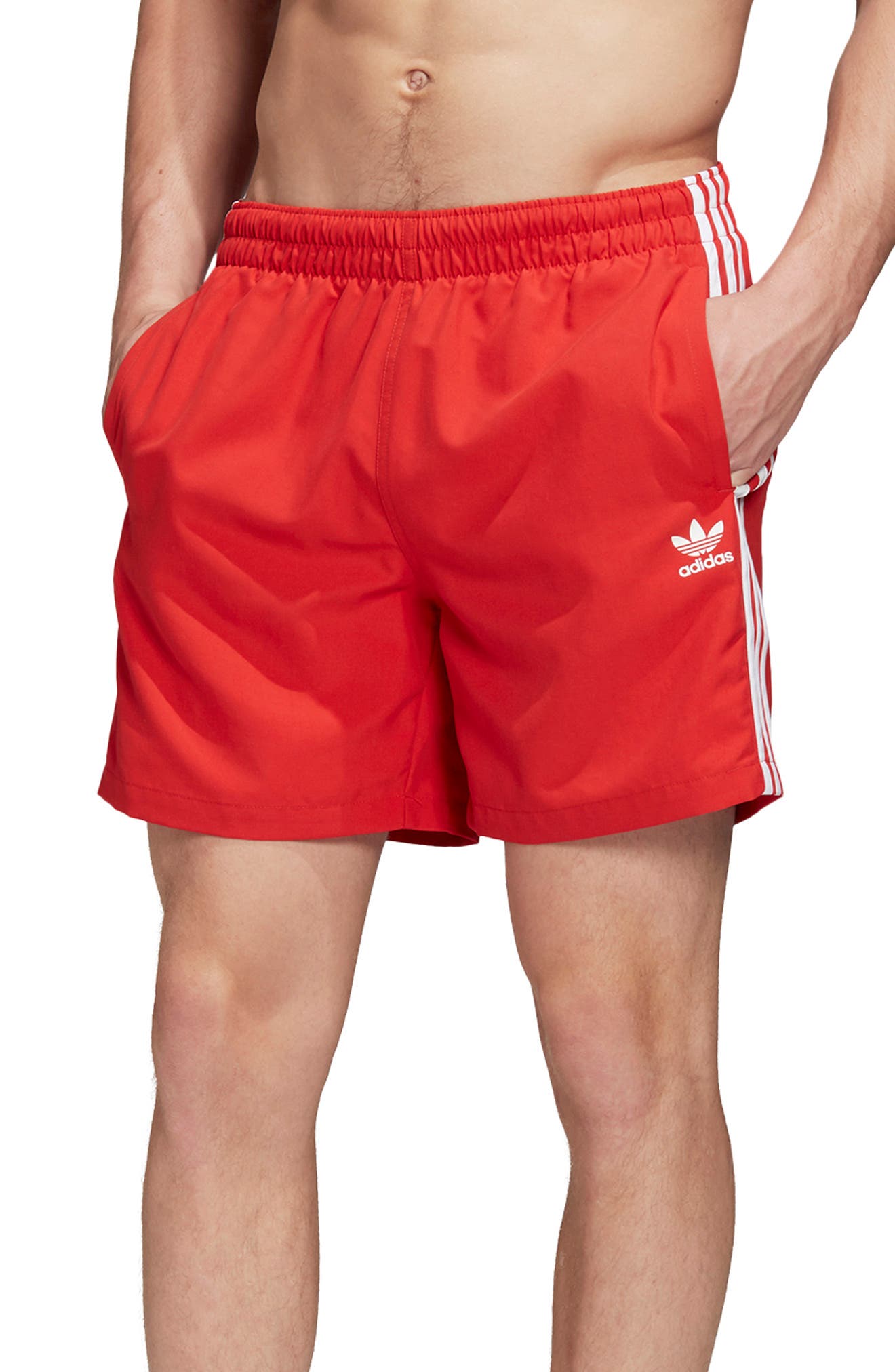 mens red adidas swim shorts