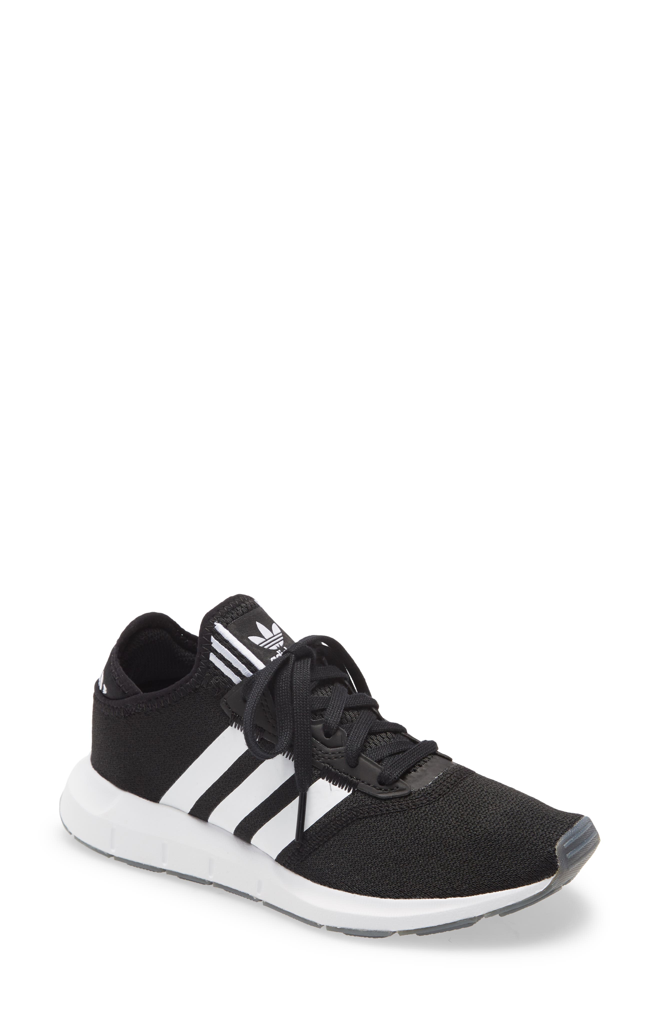 adidas black sneakers with white stripes