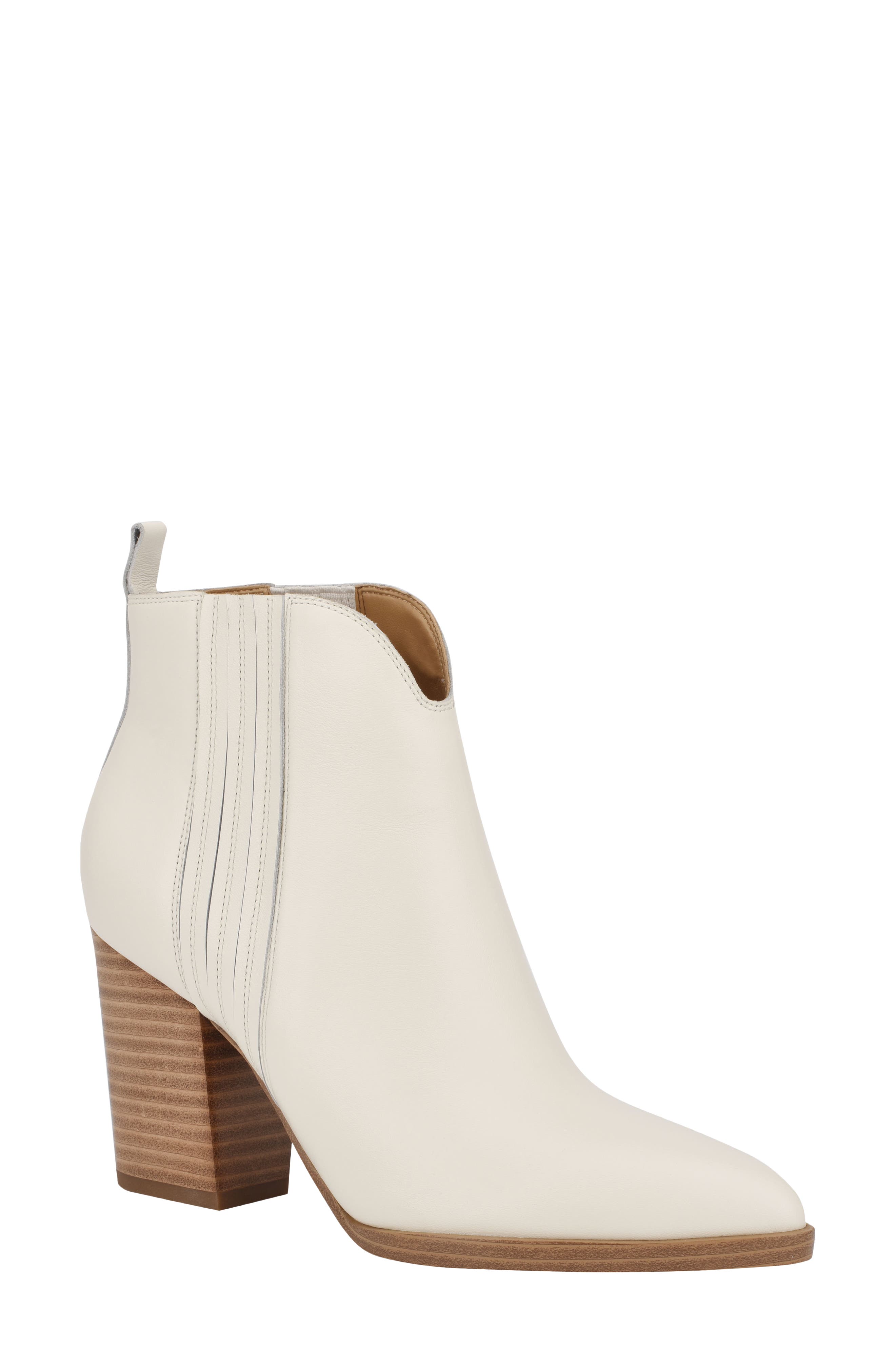 chunky heel pointed toe bootie