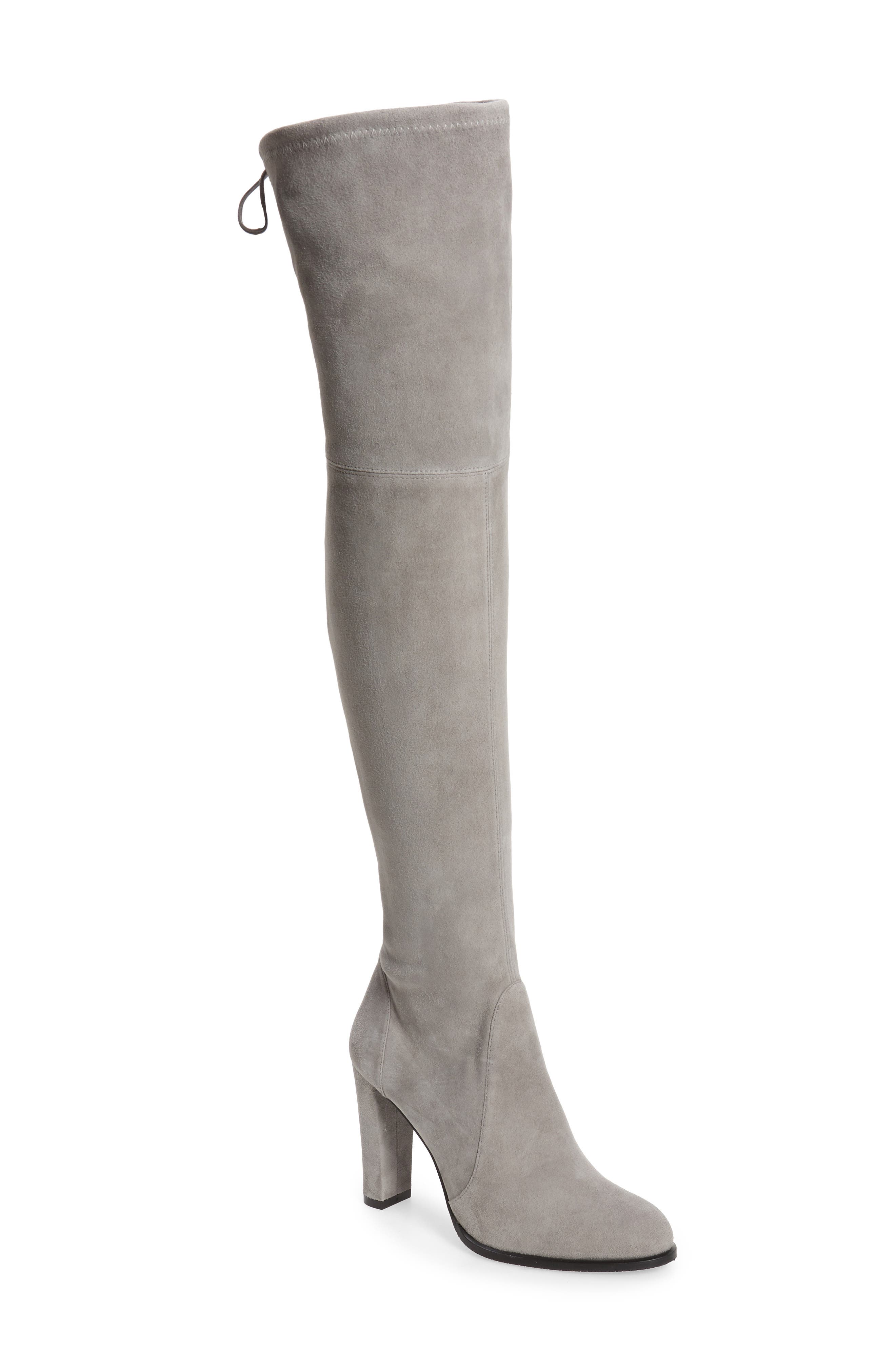 gray over the knee suede boots