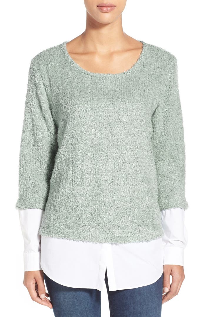 Two by Vince Camuto Woven Shirttail Bouclé Top | Nordstrom