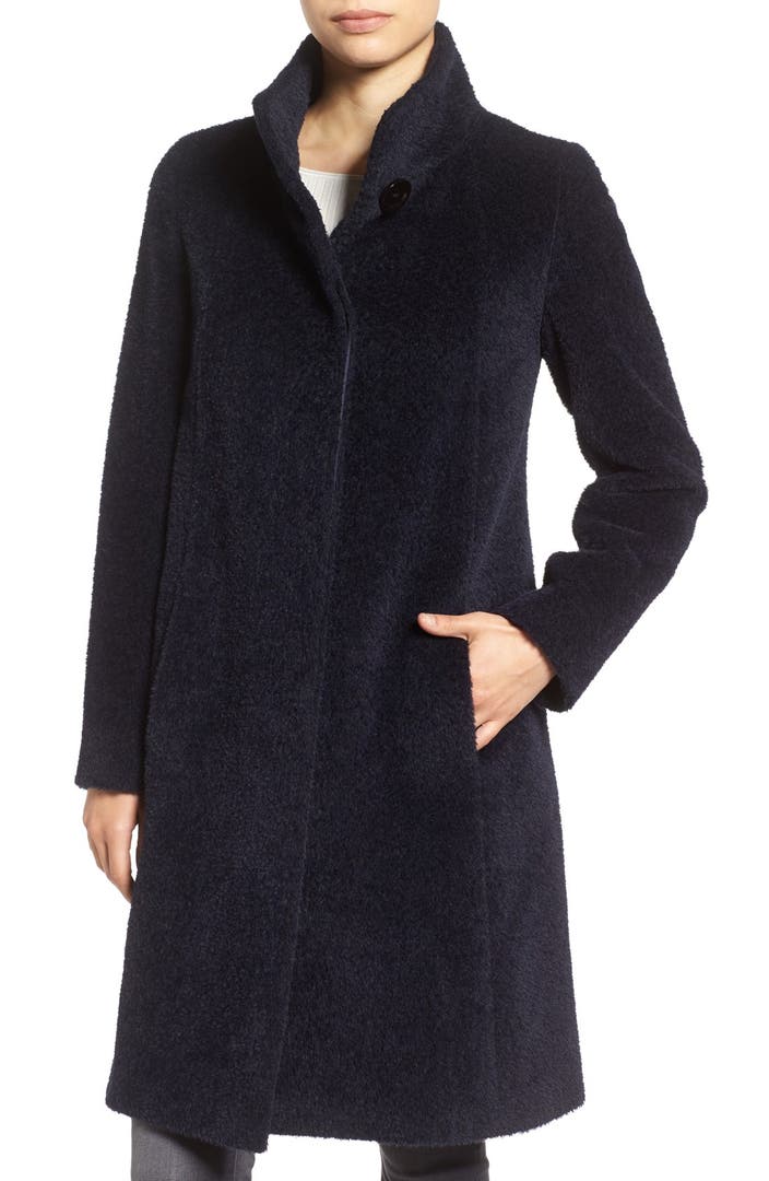 Cinzia Rocca Icons Stand Collar Wool & Alpaca Long A-Line Coat (Regular ...
