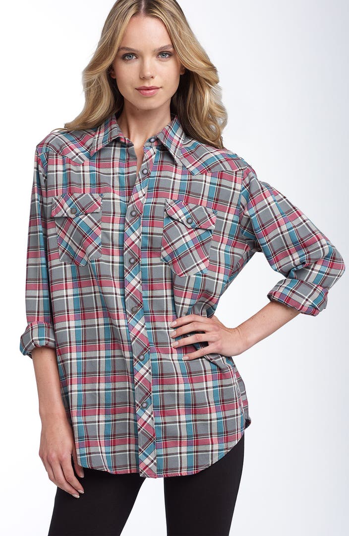 Just A Cheap Shirt Plaid Flannel Boyfriend Tunic | Nordstrom