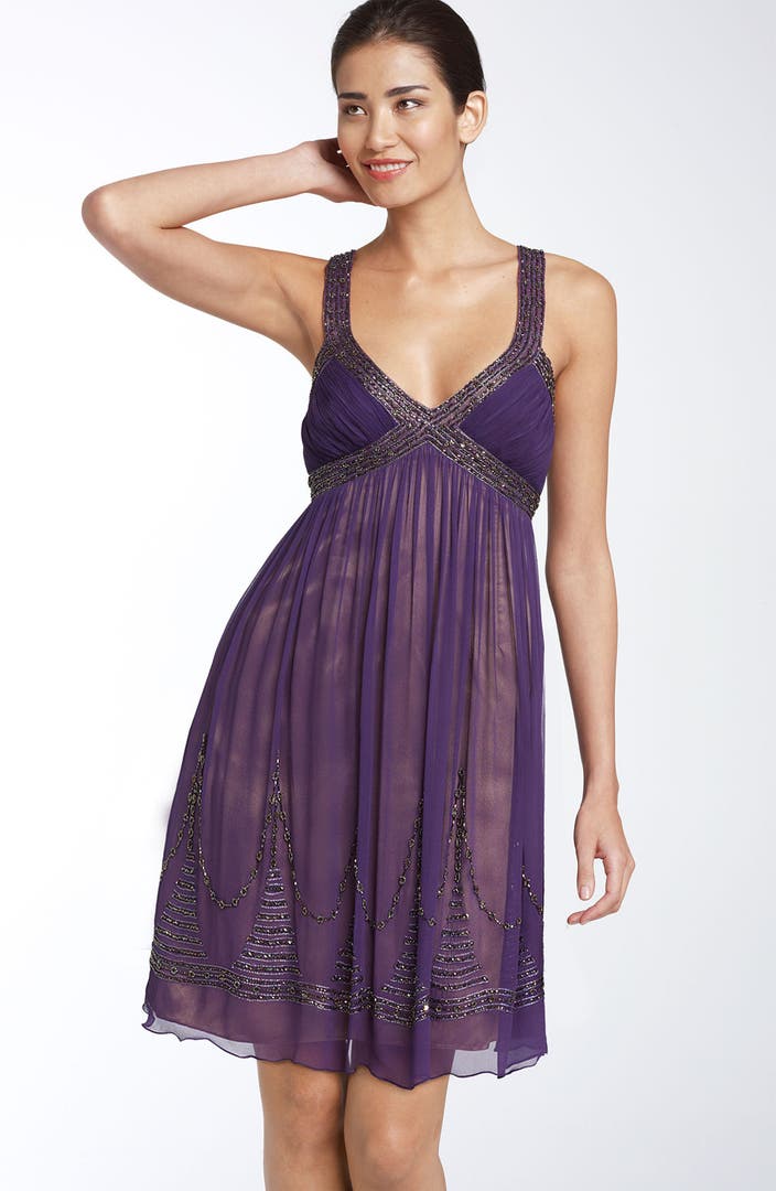 Adrianna Papell Beaded Silk Chiffon Dress | Nordstrom
