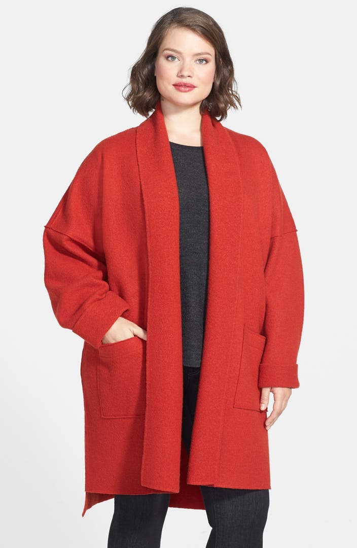 Eileen Fisher Boiled Wool Kimono Coat (Plus Size) | Nordstrom