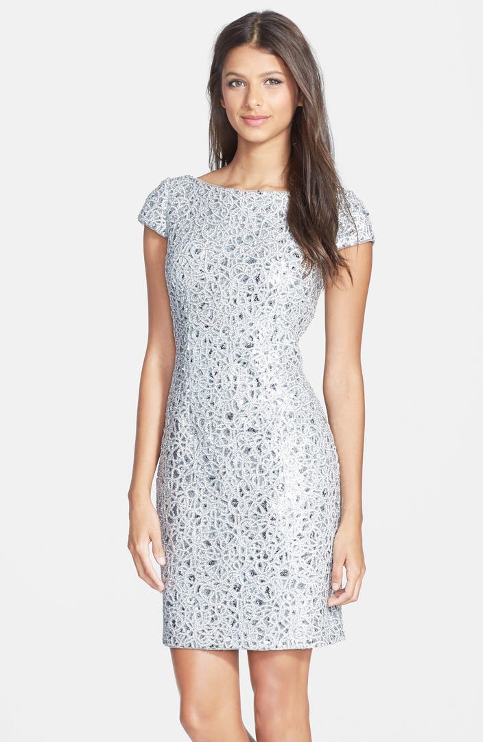 Hailey by Adrianna Papell Sequin Lace Sheath Dress | Nordstrom