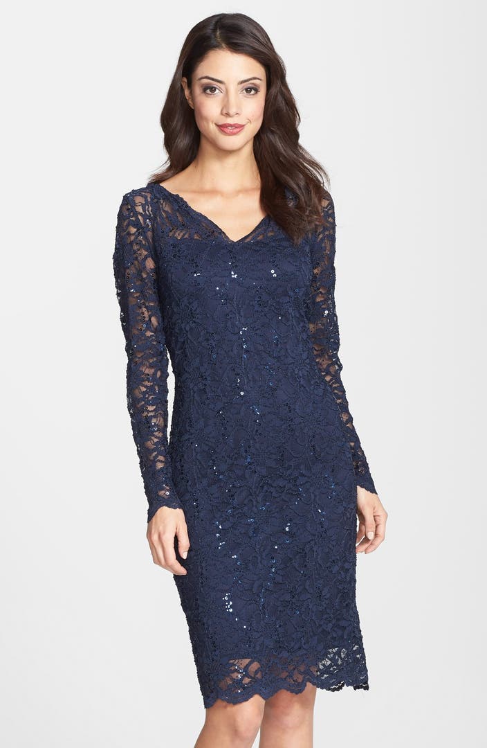 Marina Sequin Floral Lace Sheath Dress | Nordstrom