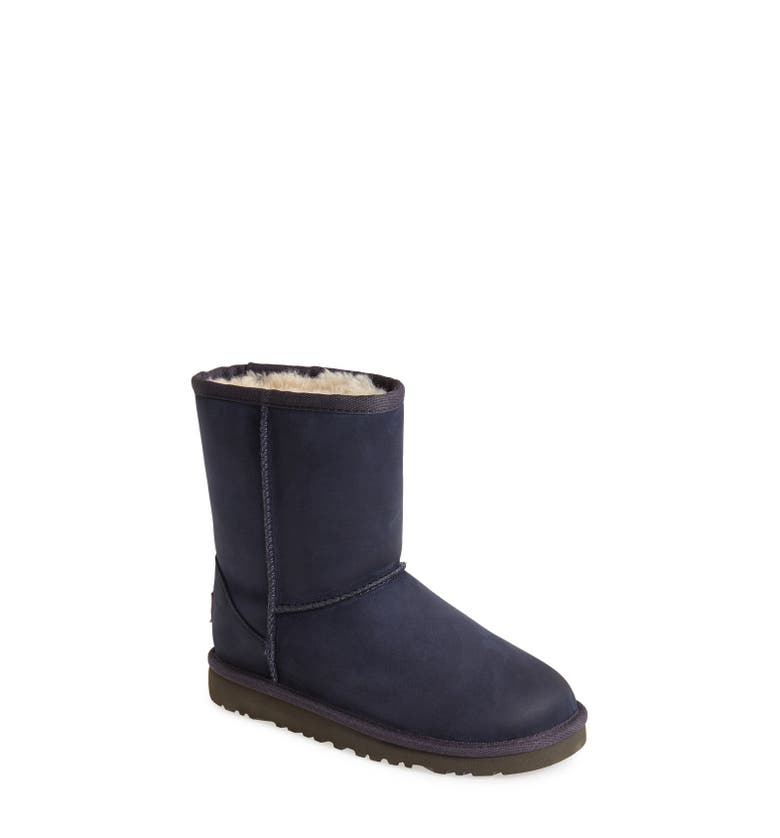 UGG® Classic Short Water Resistant Leather Boot (Little Kid & Big Kid ...