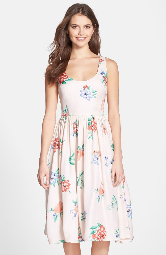 BB Dakota 'Heleen' Floral Print Fit & Flare Midi Dress | Nordstrom