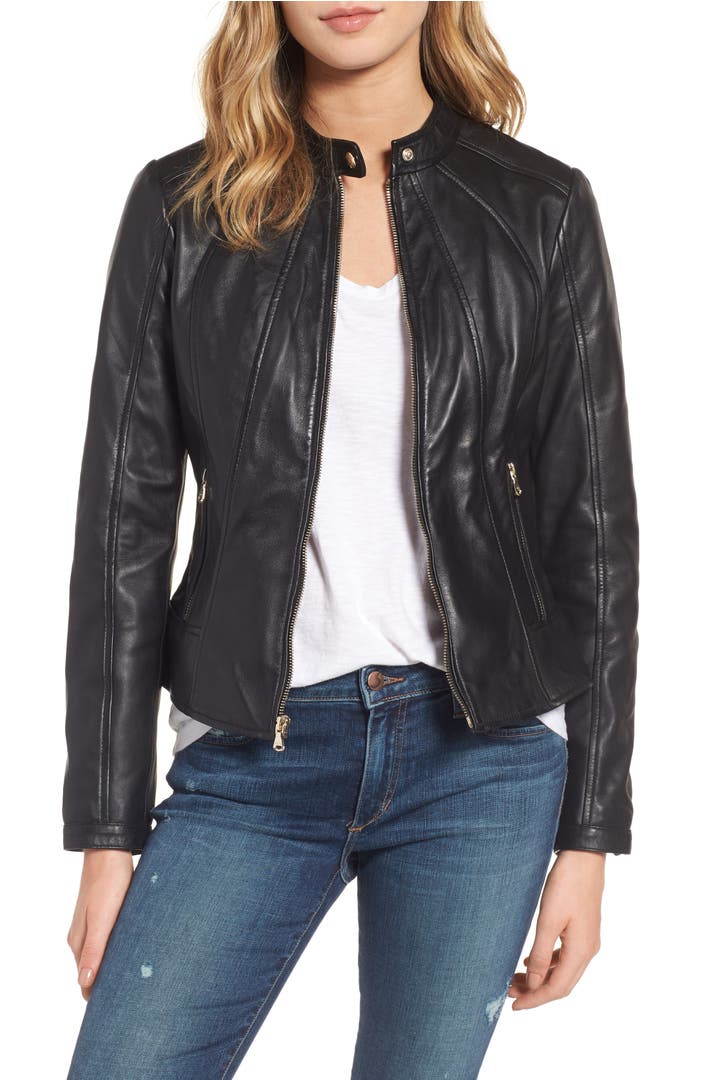Guess Collarless Leather Moto Jacket | Nordstrom
