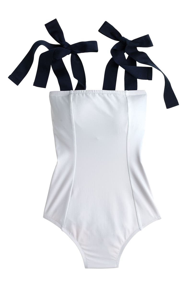 Grosgrain Tie Shoulder One-Piece Swimsuit 