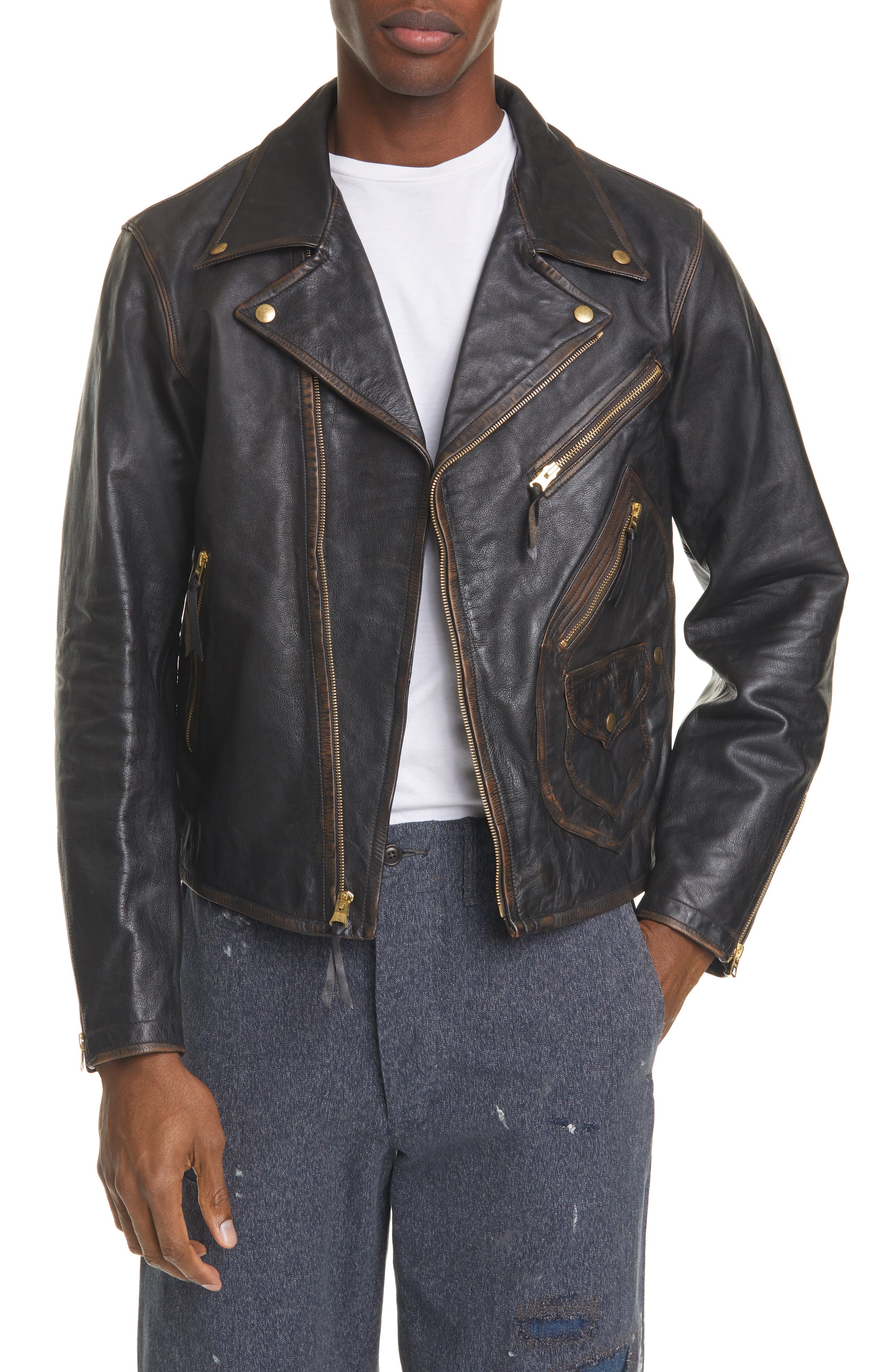rrl slim fit leather jacket