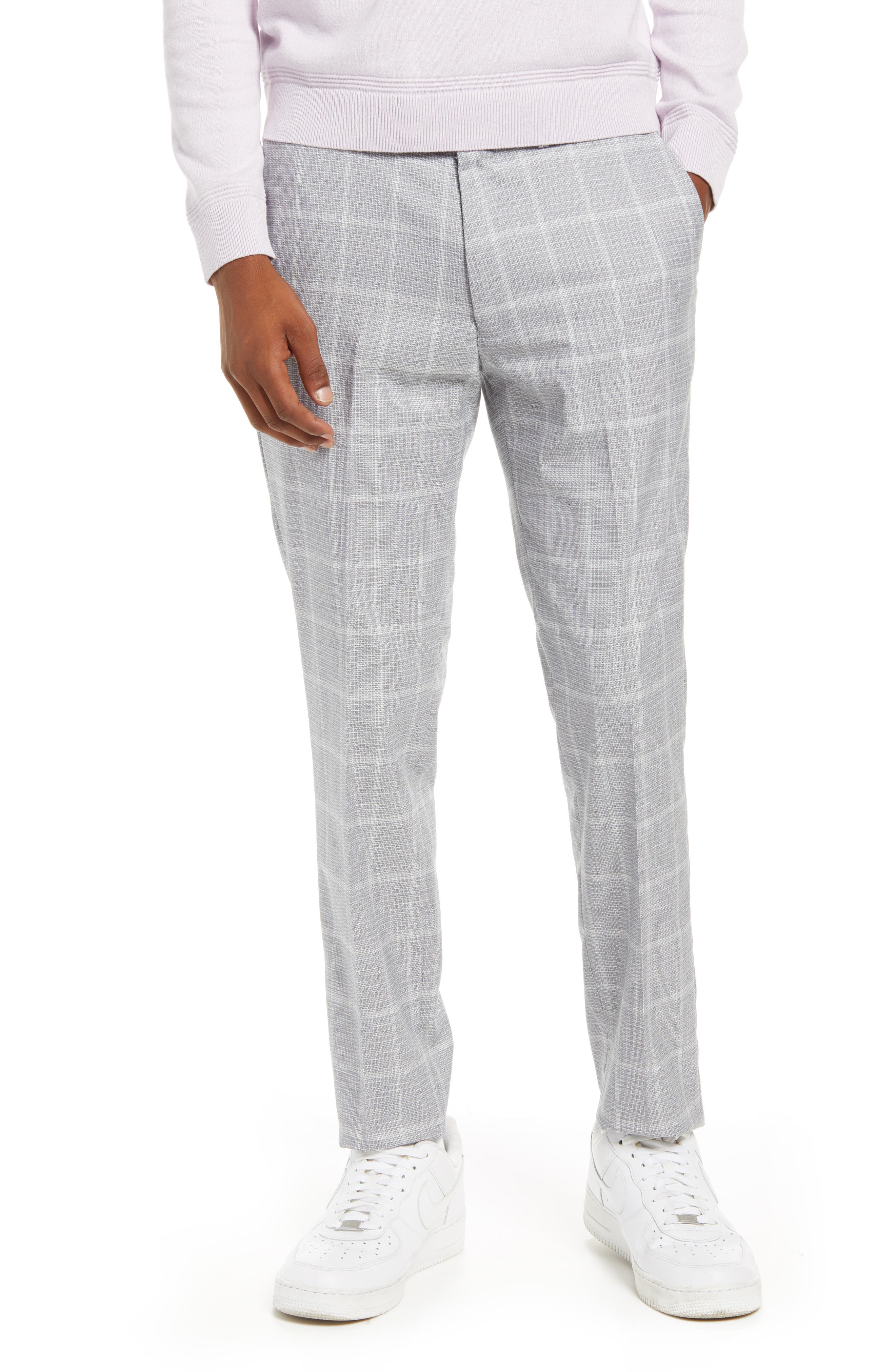mens checked skinny trousers