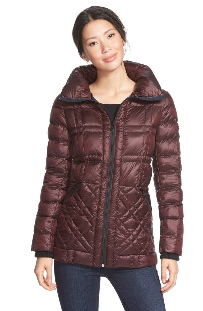 Bernardo Glossy Packable Mixed Quilted Jacket with Down & PrimaLoft ...