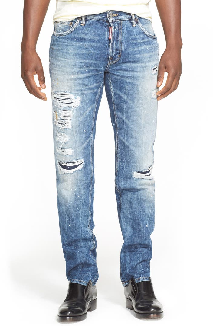 Dsquared2 'Dean' Ripped & Repaired Jeans (Indigo) | Nordstrom