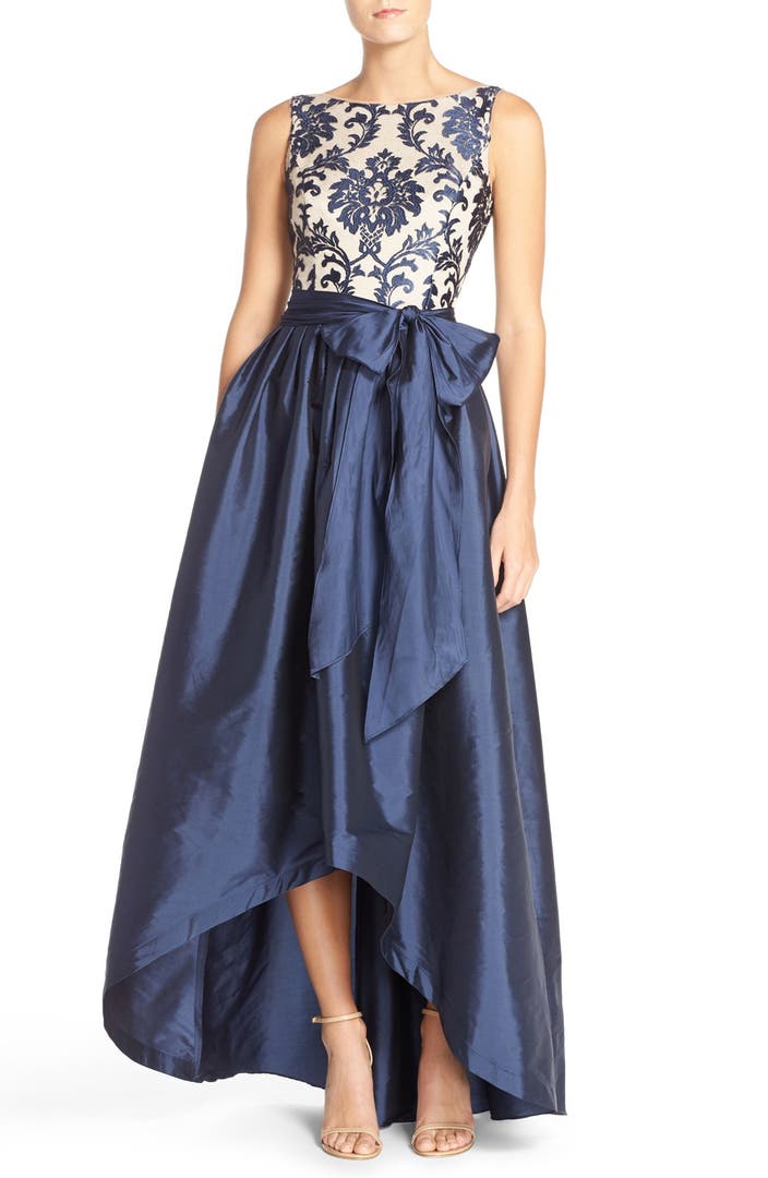 Adrianna Papell Embroidered Lace & Taffeta Ballgown | Nordstrom