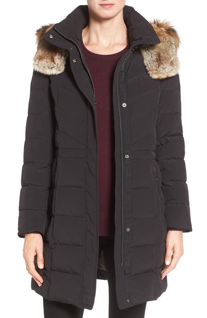 Cole Haan Water Repellent Down Parka with Faux Fur Trim | Nordstrom