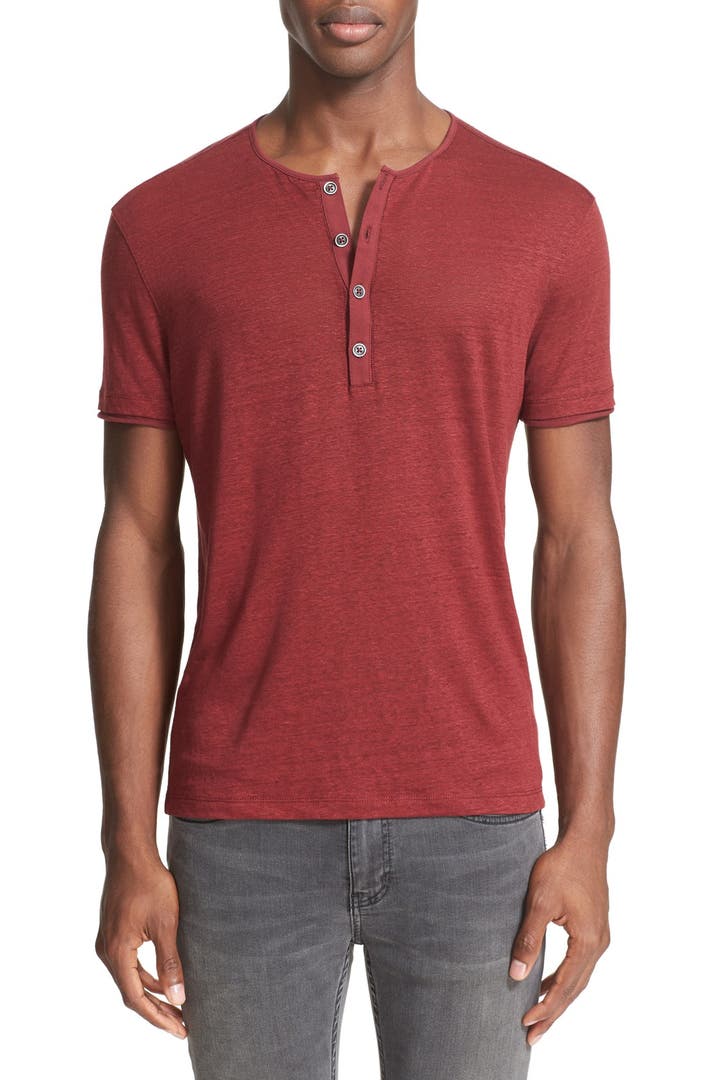 John Varvatos Collection Linen Henley T-Shirt | Nordstrom