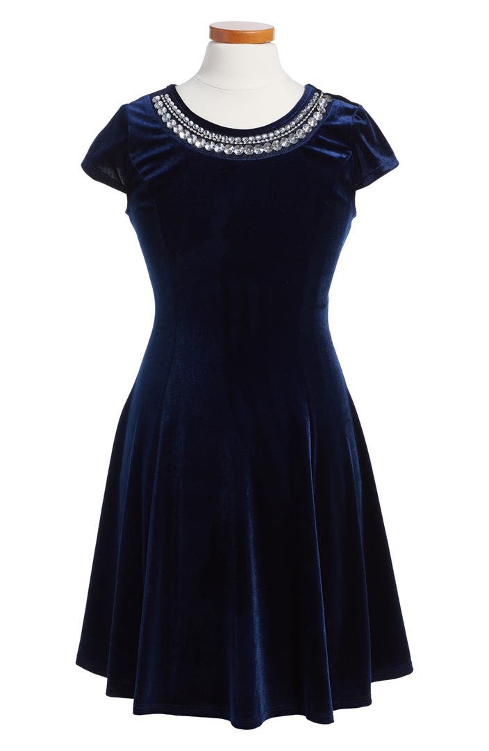 Ten Sixty Sherman Embellished Velvet Dress (Big Girls) | Nordstrom