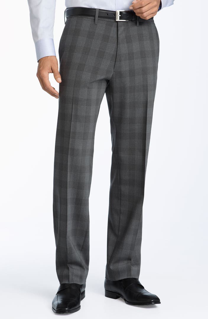 BOSS Black 'Cagan' Plaid Flat Front Trousers | Nordstrom