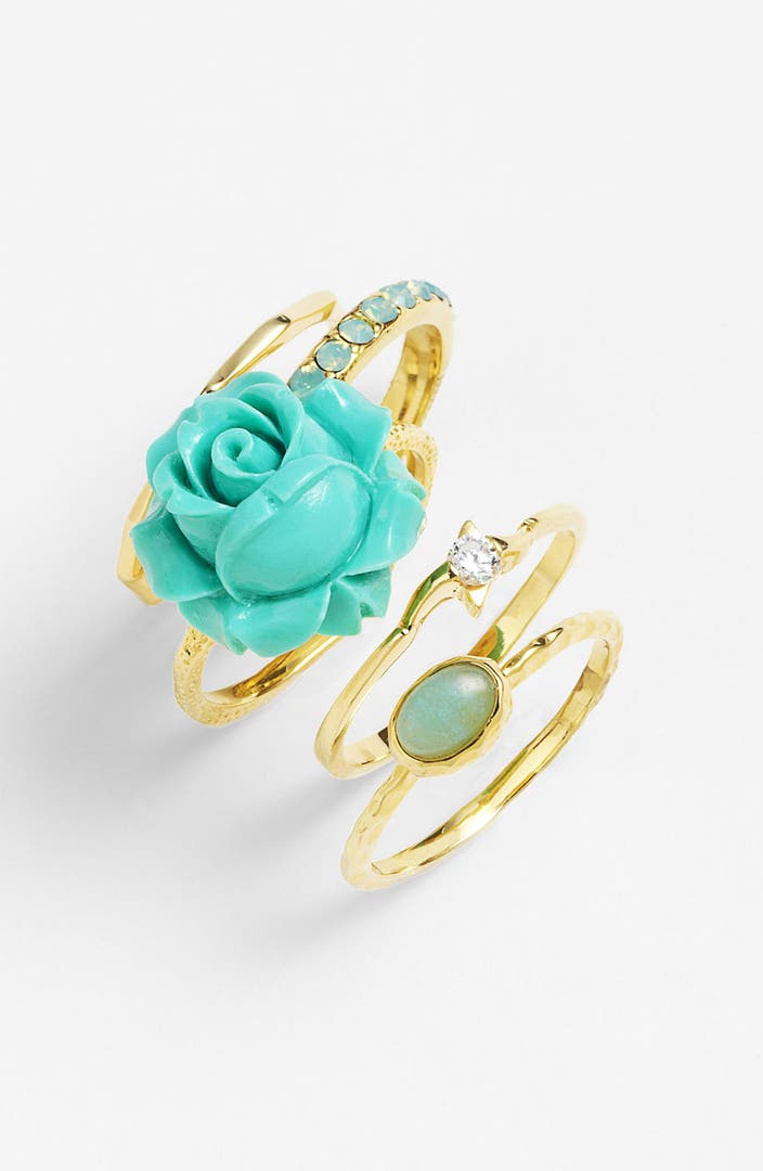 Ariella Collection Floral Stack Rings Set Of 5 Nordstrom Exclusive