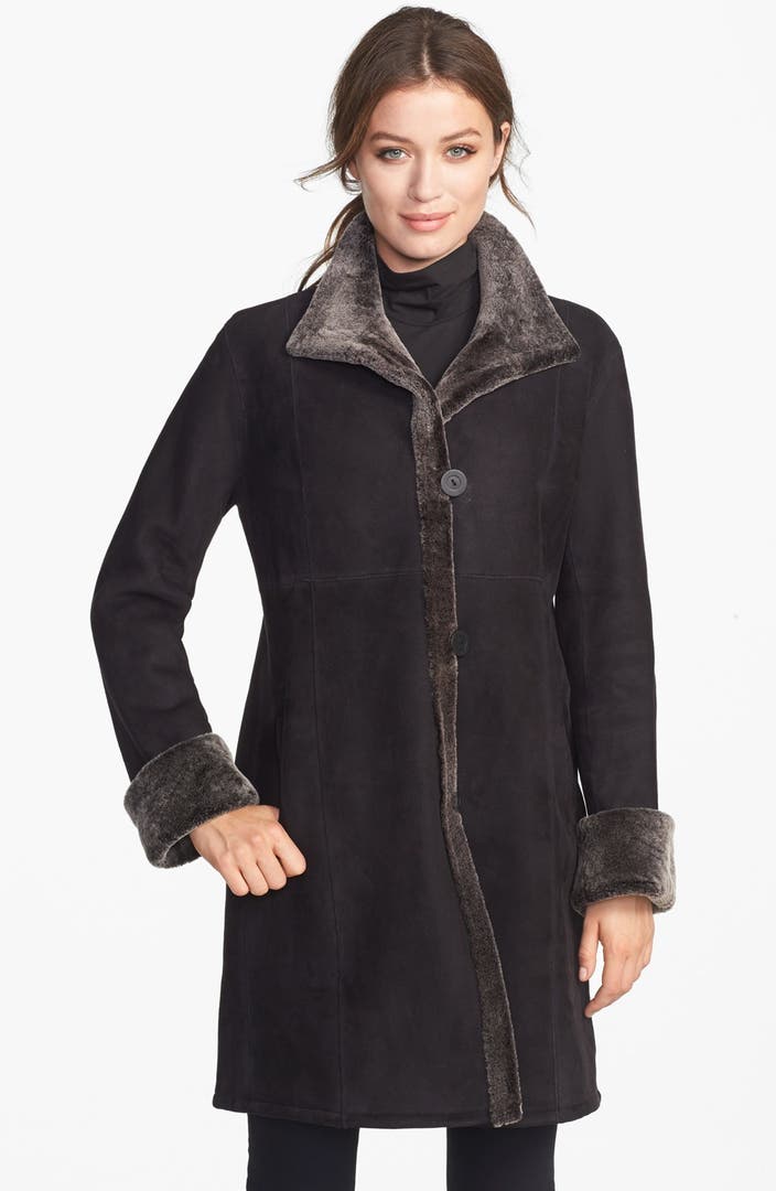 Blue Duck Stand Collar Genuine Merino Shearling Coat | Nordstrom